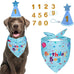 Dog Birthday Bandana Set for Large Medium Small Dogs Pet - Blue, Adjustable Hat with Numbers 0-8