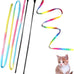 cat wand toys, colorful teaser wand string for exercise kitten stick kitty rope toy, 2-pcs set