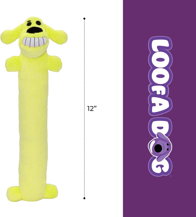Multipet Original Loofa Dog Plush Toy, 12" extra soft plush squeaky toy for all dogs, random color surprise