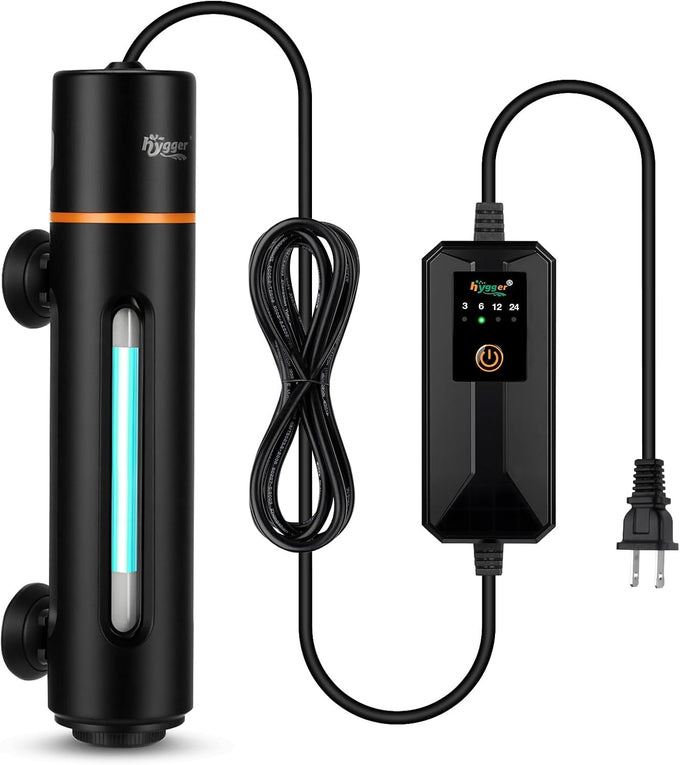 hygger 11w aquarium u-v light with timer for green water & algae, suitable for 60-180 gal freshwater & saltwater fish tanks