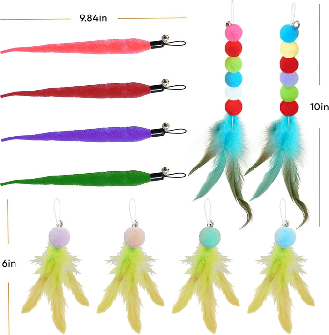cat toys for indoor cats, 13 pack interactive cat wand toy set with feather toys and teasers for exercise and playtime