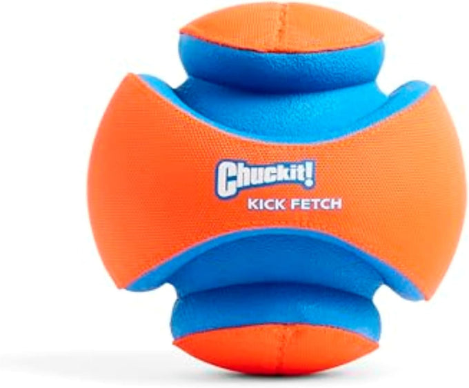 chuckit kick fetch ball dog toy large size 8-inch diameter floats in water durable rubber and foam