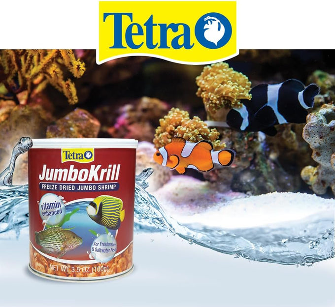 Tetra JumboKrill Freeze-Dried Shrimp, 3.5 Ounces, Natural Shrimp Treat for Aquarium Fish, Red