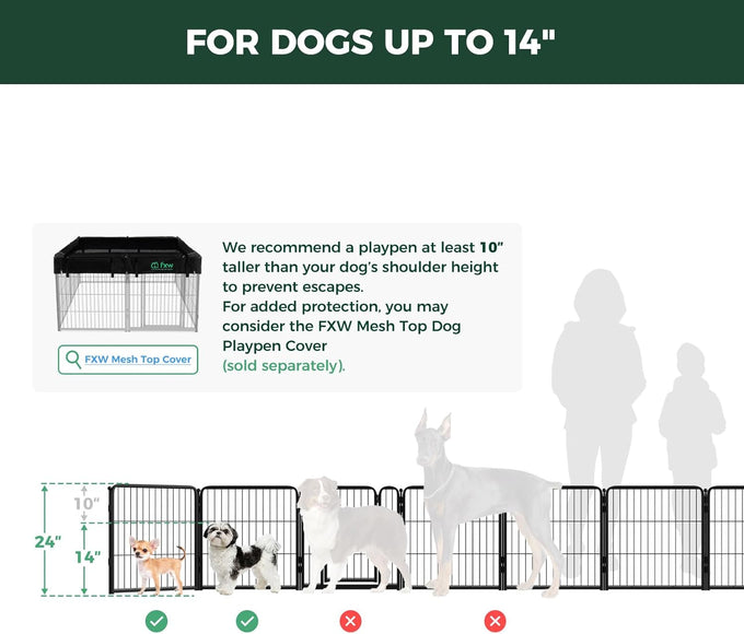 FXW Homeplus unleashed 24 inch 6 panels heavy duty black dog playpen for puppy and small dogs