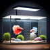 12.6" L 3-gallon nano glass aquarium with separator plate, LED light, filter for betta, multi-functional square fish tank, white 4mm glass