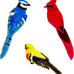 Lwingflyer 3pcs artificial birds realistic red cardinal blue jay yellow goldfinch with wire feet assorted ornaments for xmas tree decoration and crafts