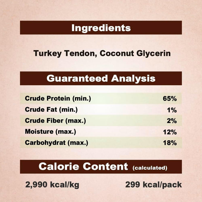 A Freschi srl Turkey Tendons for Small Breeds USA-Sourced Human Grade Long-Lasting Rawhide-Free Puppy Chews 3.53 oz Pack