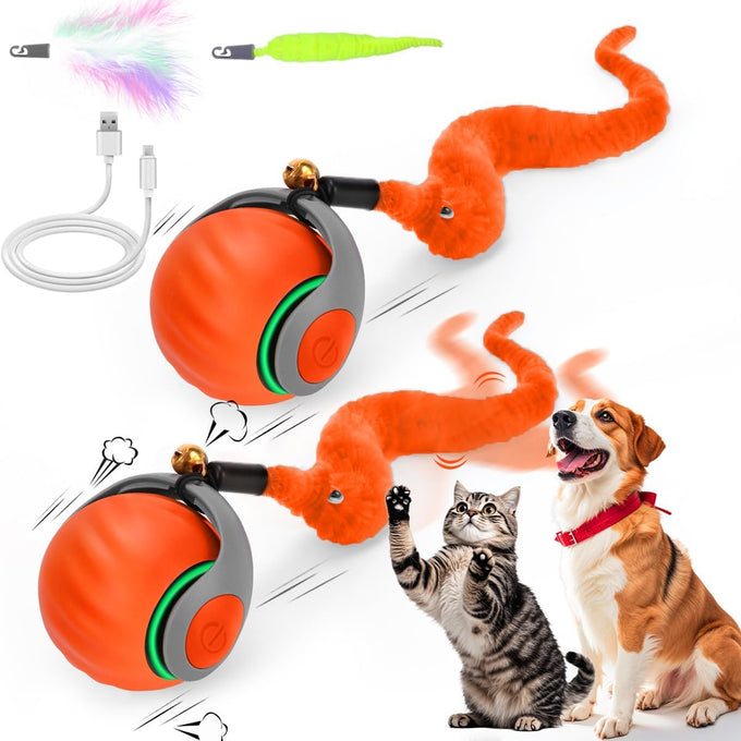 speedy interactive cat toy ball with feather tails automatic rolling indoor cat stimulation gift