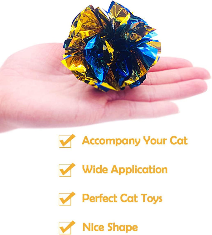 pet show 20 pcs cat crinkle toy ball 2.5inch mylar cat pounce chase toys colorful paper