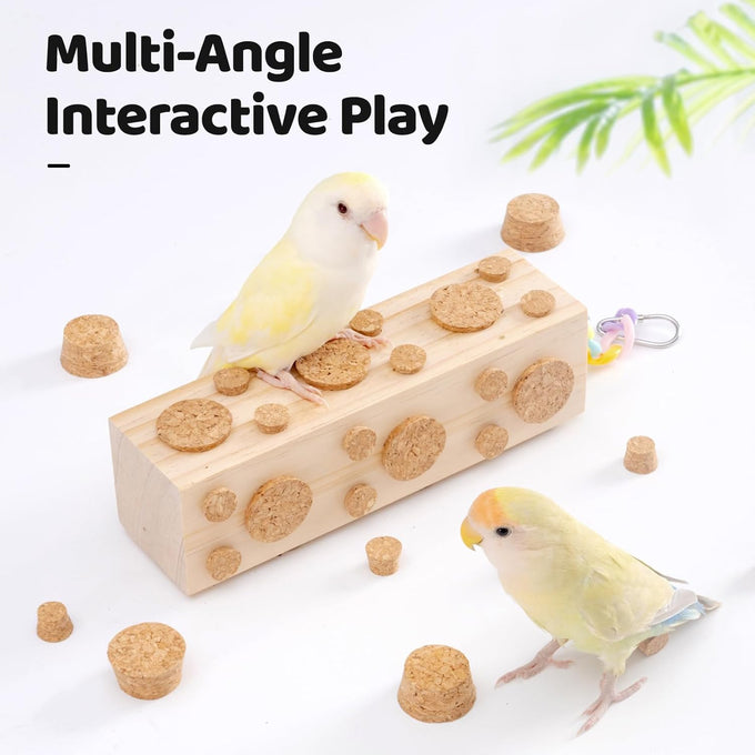 2 pc wooden bird chew toys for parakeet cockatiel conure budgie lovebird - 7.9 inch hanging