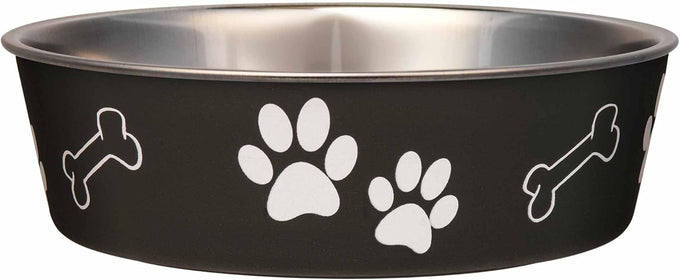 loving pets bella stainless steel dog & cat bowls - spill proof medium 20-35 lbs blueberry