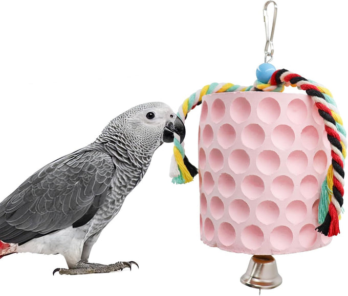 African Grey, Amazon Parrot, and Cockatiel beak grinder toy with bells for cage