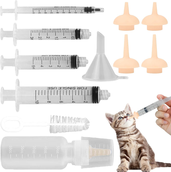 pet feeding syringe with silicone nipple 5ml and 10ml syringes for newborn kittens puppies and small animals