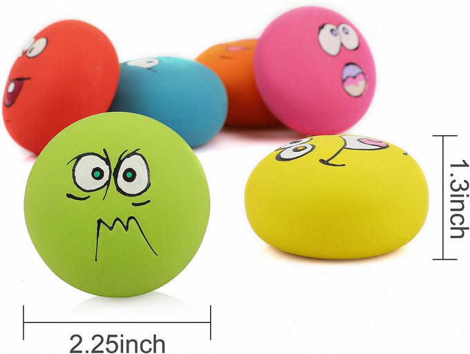 Smile Face soft latex squeak balls for small pet dogs, 6 Pcs/Set, non-toxic, easy to clean