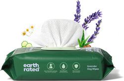 Earth Rated 3-in-1 Hypoallergenic Dog Wipes, Lavender Scented, 100 Count, 8" x 8", Biobased