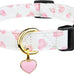 Cotton Handmade Dog Collar - White and Pink Love Heart Pattern - Adjustable - Safe for Girl and Boy Dogs
