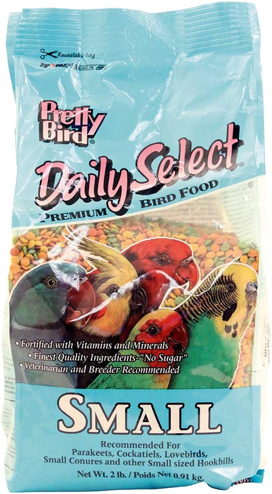 Pretty Bird Daily Select Premium Food for Small Birds, 2 lbs Pellet Diet for Budgies and Canaries
