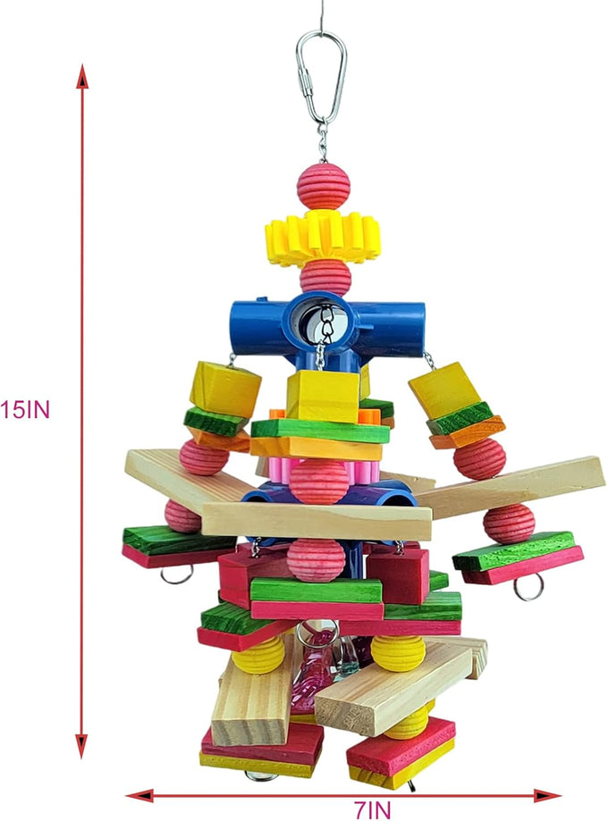 Parrot toys for African grey parrots, cockatoos, small macaws, 100% natural wooden chew toys and bird cage accessories
