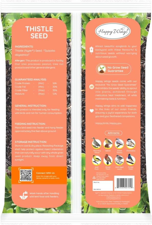 Happy Wings Nyjer/Thistle seeds 10 pounds no grow bird seed for wild finches and songbirds
