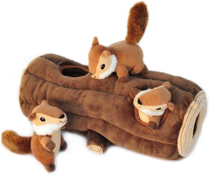 zippypaws burrow interactive dog toys for boredom and enrichment small medium dogs chipmunk log