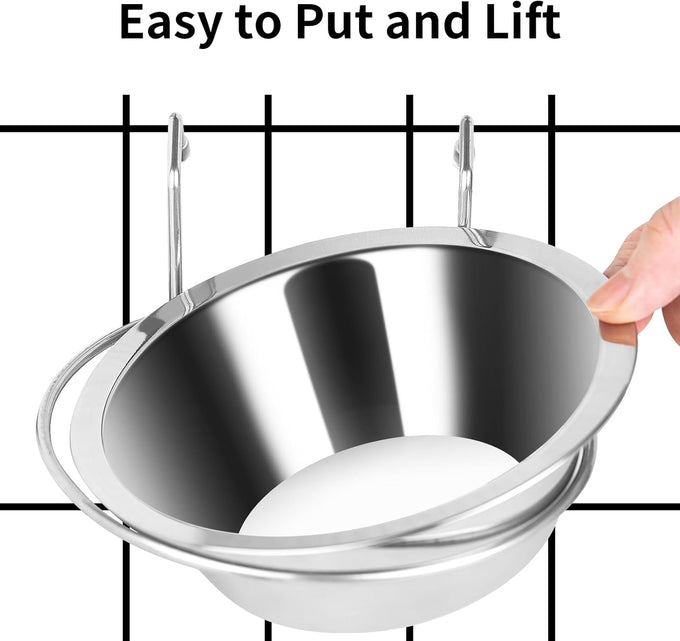 Fri4Free 2PCS stainless steel hanging kennel water bowls for small dog cage accessories