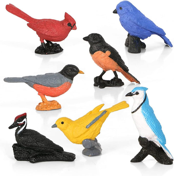 Morofme 7pcs Miniature Birds Figurine Cake Toppers for Birthday Party Decorations