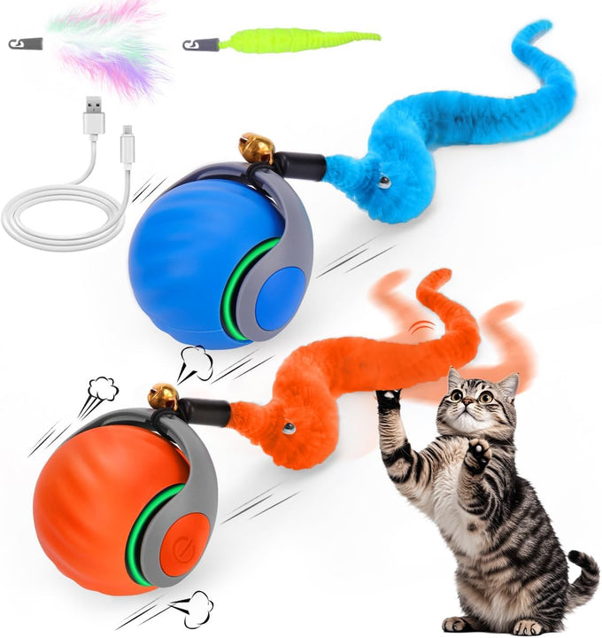 speedy interactive cat toy ball with feather tails automatic rolling indoor cat stimulation gift