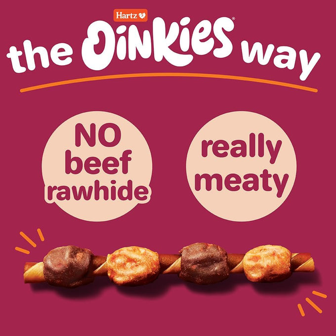 Hartz Oinkies Hearty Kabob Dog Treats with 100% Real Chicken Duck Sweet Potato Carrot Rawhide-Free Natural Dog Chews 18 Count