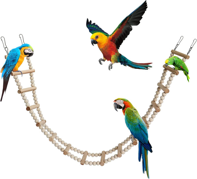 wooden bird hamster climbing swing toys cage accessories parrots hamsters parakeets cockatiels 20 steps