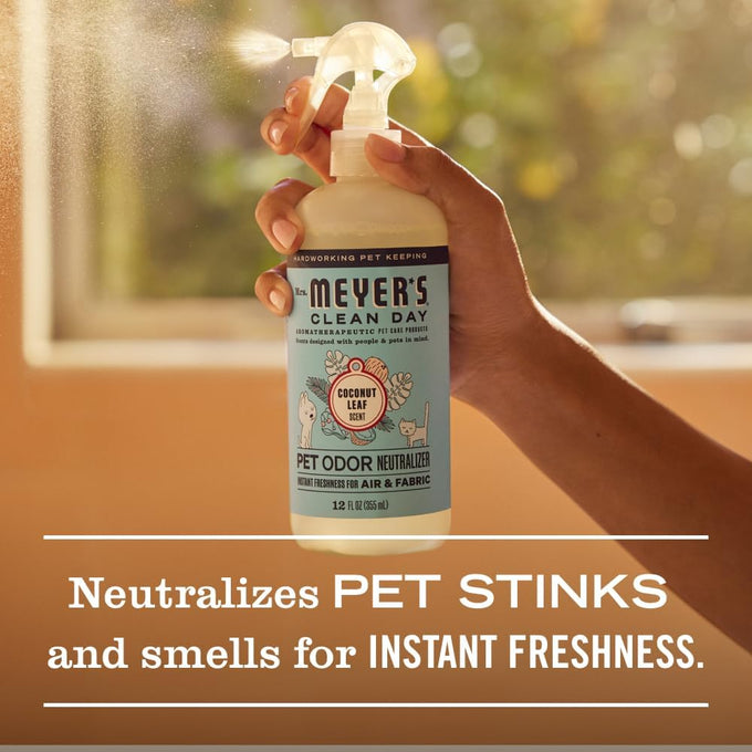 Mrs. Meyer's Clean Day Pet Odor Neutralizer, Coconut Leaf Scent, 12oz for Hard-to-Wash Fabrics and Air