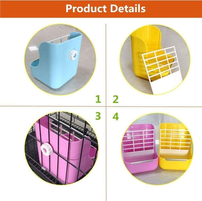 Rabbit and Small Pet Hay Feeder, Pink (Plastic), Adjustable, Removable Grass Rack, Stainless Steel Edge