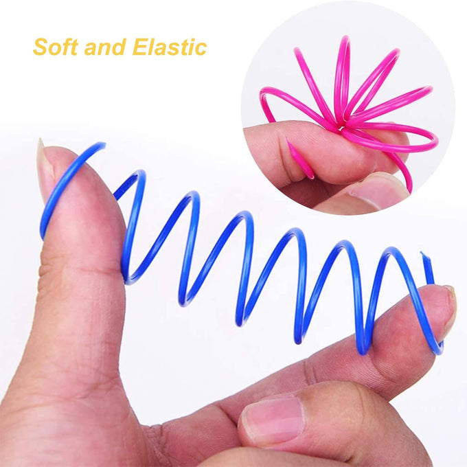 ISMARTEN pet cat toys 100 pack colorful plastic coil springs for kitten pets random color