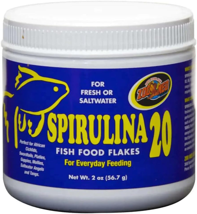 Zoo Med Spirulina 20 Flake Fish Food, 4-Ounce, High-Protein Food for Fresh or Saltwater Fish