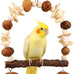 2 Pack Natural Bird Toys Set Arch Wood Swing Sola Ball, Cage Accessories for Cockatiel Conure Parakeets
