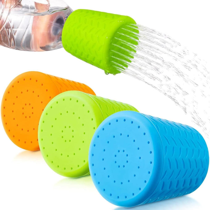 3 Piece Portable Orange Blue Green Silicone Outdoor Dog Shower for Bottles Attachment Accessory Camping Beach Hiking