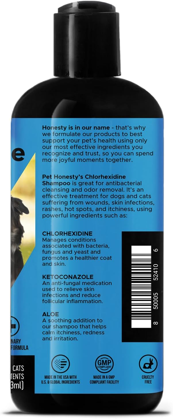 pet honesty chlorhexidine cat & dog shampoos with chlorhexidine for seasonal itch relief allergies & skin problems 16oz