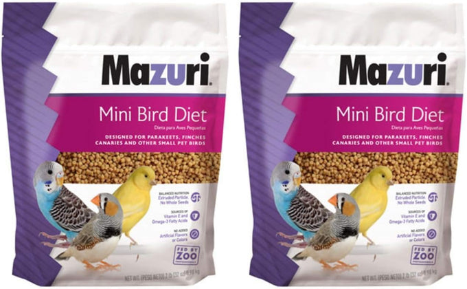 Mazuri nutritionally complete food for mini birds, 2 pound bag, small uniform particle size, no artificial flavors