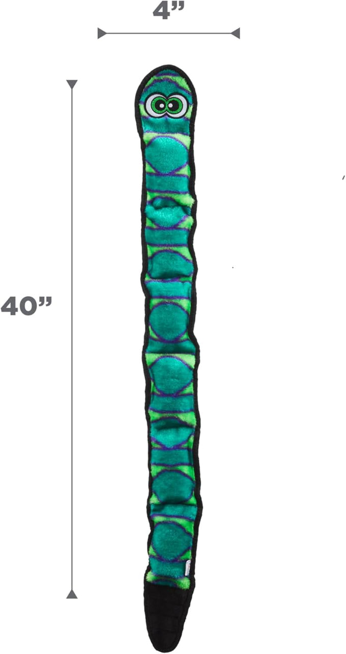 Outward Hound Durablez X-Large Blue Snake Plush Dog Toy, No Stuffing, 6 Jumbo Squeakers, 40"
