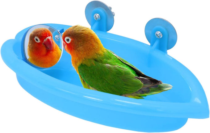Wontee Bird Bath Mirror Toy for Small Breeds Parrot Canary Budgies Parakeets