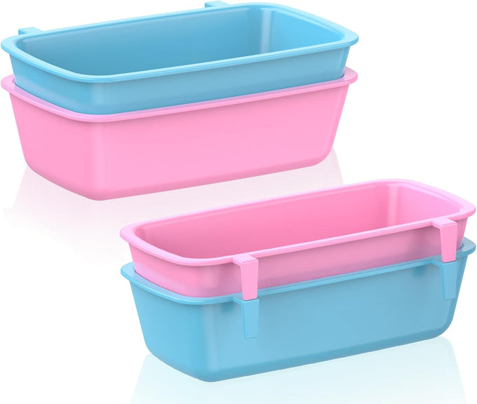 pawfly hanging feeder for small pets, 6 plastic keepers for cages and coop cups