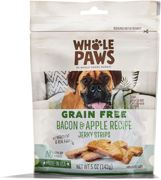 Whole Paws Grain-Free Jerky Dog Treats Roasted Duck Recipe 5 Ounce Made in USA