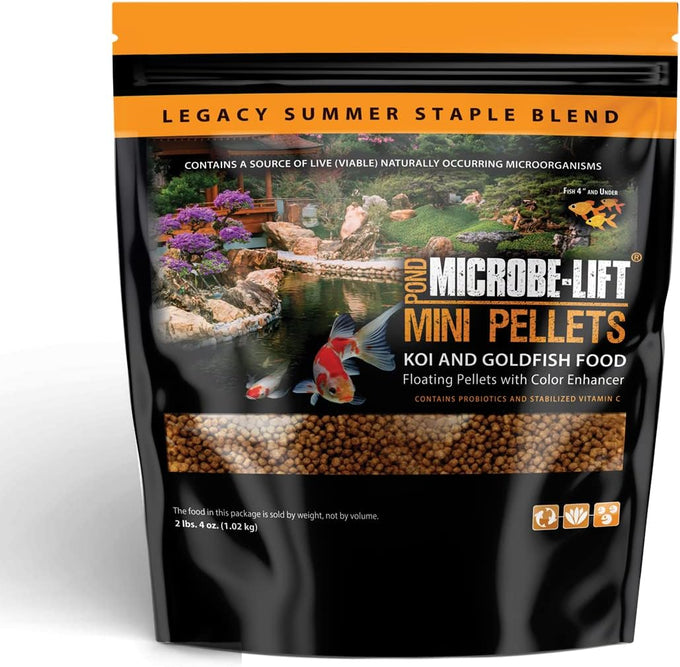 Microbe-Lift Mini Floating Fish Food Pellets for Small Live Goldfish and Koi, 2.25 Pounds, Pond and Water Garden Use