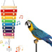 Large Multicolored Natural Wooden Parrot Xylophone Toy with Grinding Stone for Macaws, African Grey, Cockatoos, Amazon
