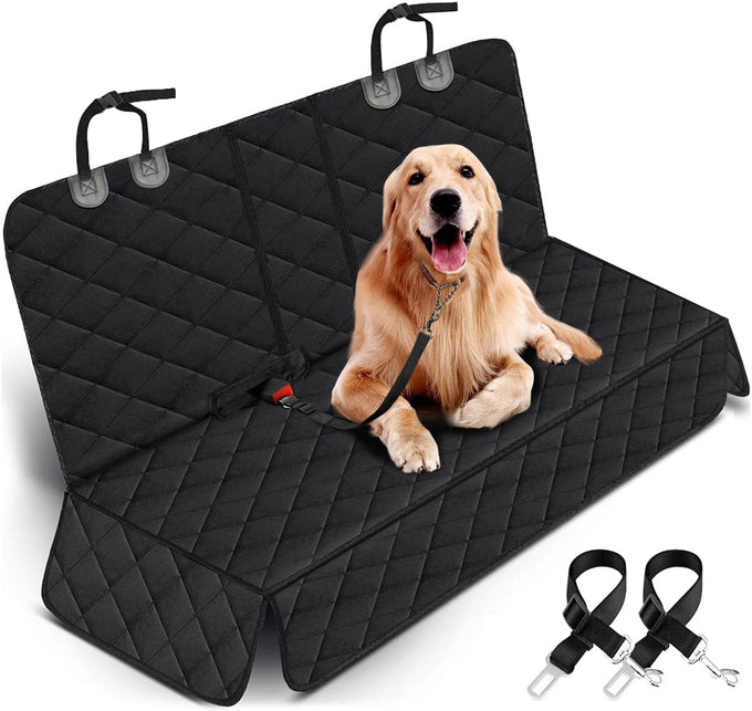 Yuntec black dog car seat cover for back seat protector fits most cars trucks SUVs with non-slip 600D oxford fabric