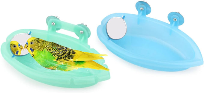 Wontee Bird Bath Mirror Toy for Small Breeds Parrot Canary Budgies Parakeets