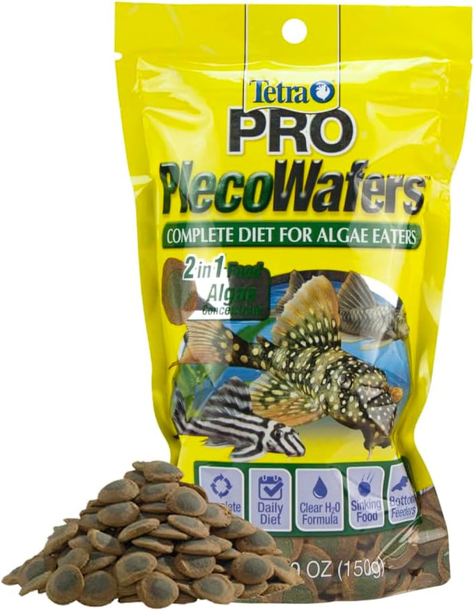 Tetra PlecoWafers 86 Grams nutritionally balanced fish food for algae eaters, sinking wafers, 3.03 ounce pack