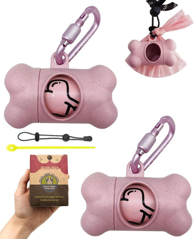 Standard-Sized leak-proof scented doggy waste bags and holder dispenser with carabiner safety lock and fastener
