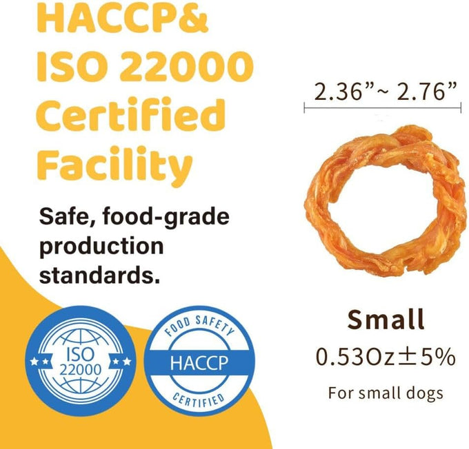 iPaw 10 Pcs Single Protein Hypoallergenic All Natural Turkey Tendons for Small Dogs Ring