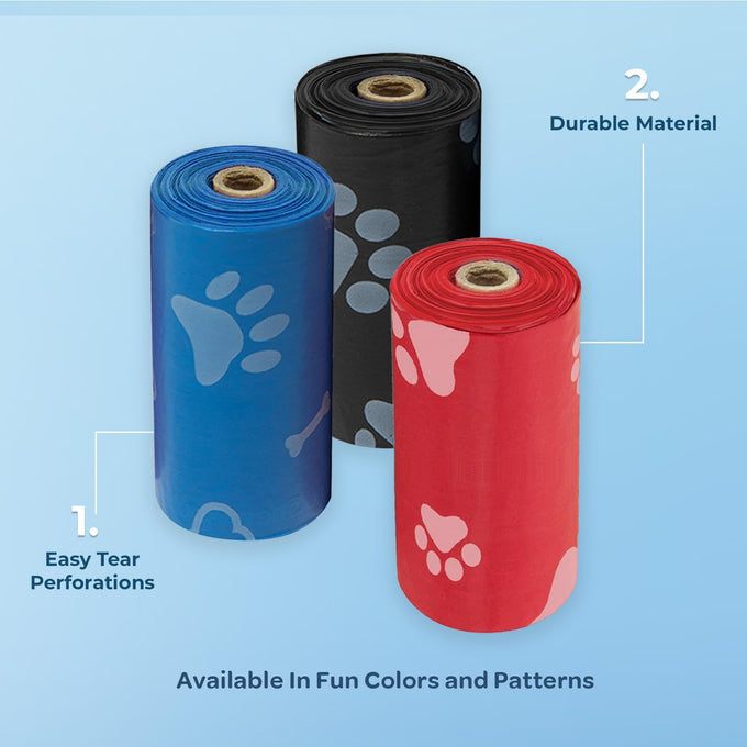 Thick Plastic Dog Poop Bags for Outdoor Puppy Walking and Travel, Leak Proof and Tear Resistant, 150 Assorted Bags