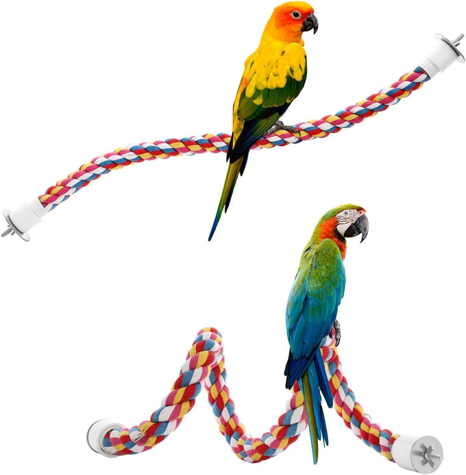 36-inch bird rope perch for parrots and large birds, multi-colored cotton rope, 1 pack
